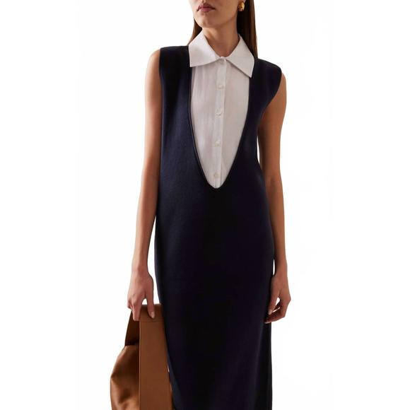 NEW STAUD leslie maxi dress in navy